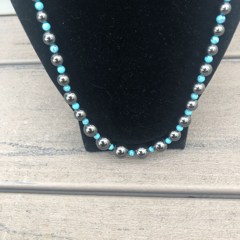 Hematite & Turquoise Necklace - Picture 10 of 11